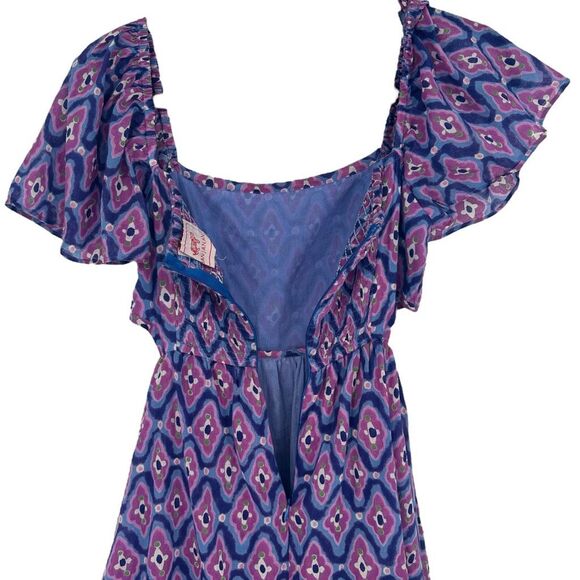 Banjanan Bonnie Dream Granada Tiered Maxi Purple Cotton Dress Size X-Small XS - Picture 6 of 10